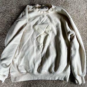 Playboy by Pacsun creme/off white puffy playboy bunny logo sweatshirt